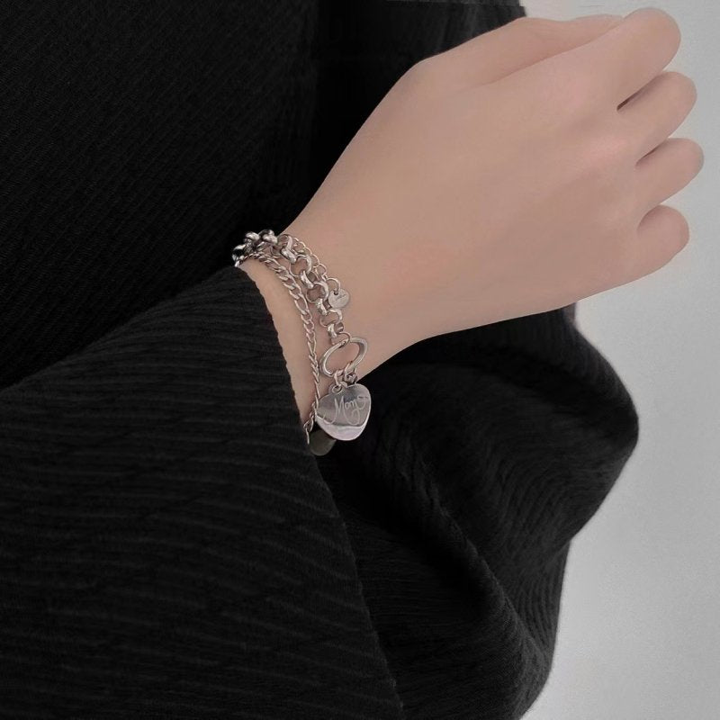 DOUBLE chain bead bracelet Silver