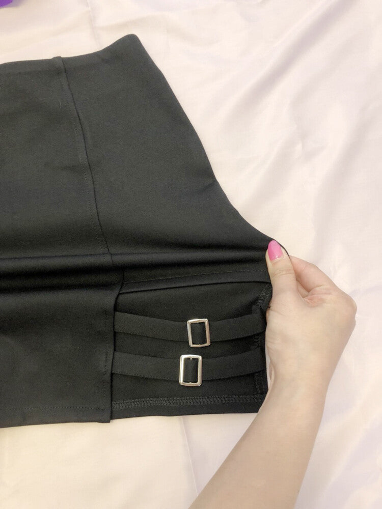 Stretch Side Garter Skirt Black - YOUAREMYPOISON