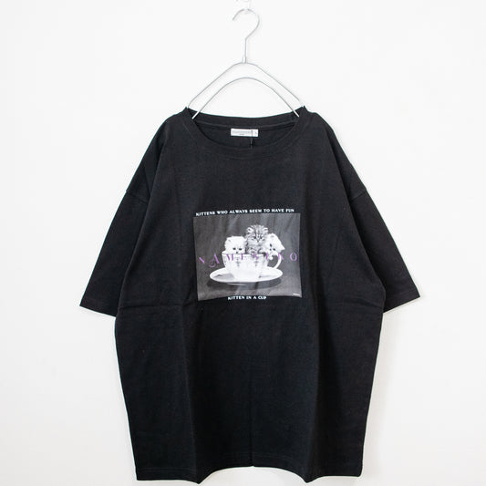Nameneko Monotone Print Over Silhouette S/S T-shirt - YOUAREMYPOISON