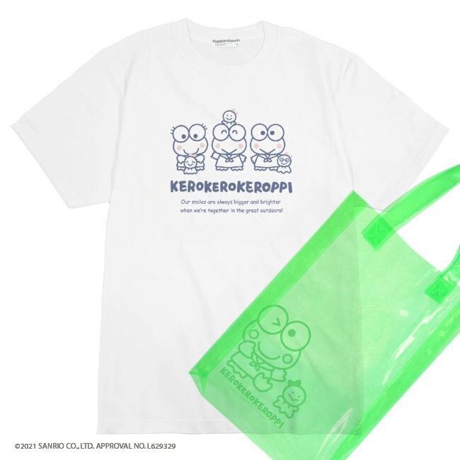 Kero Kero Keroppi Sanrio S/S T-shirt w/PVC Bag (White) - YOUAREMYPOISON
