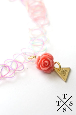 XTS Pink Rose Tattoo Necklace - YOUAREMYPOISON