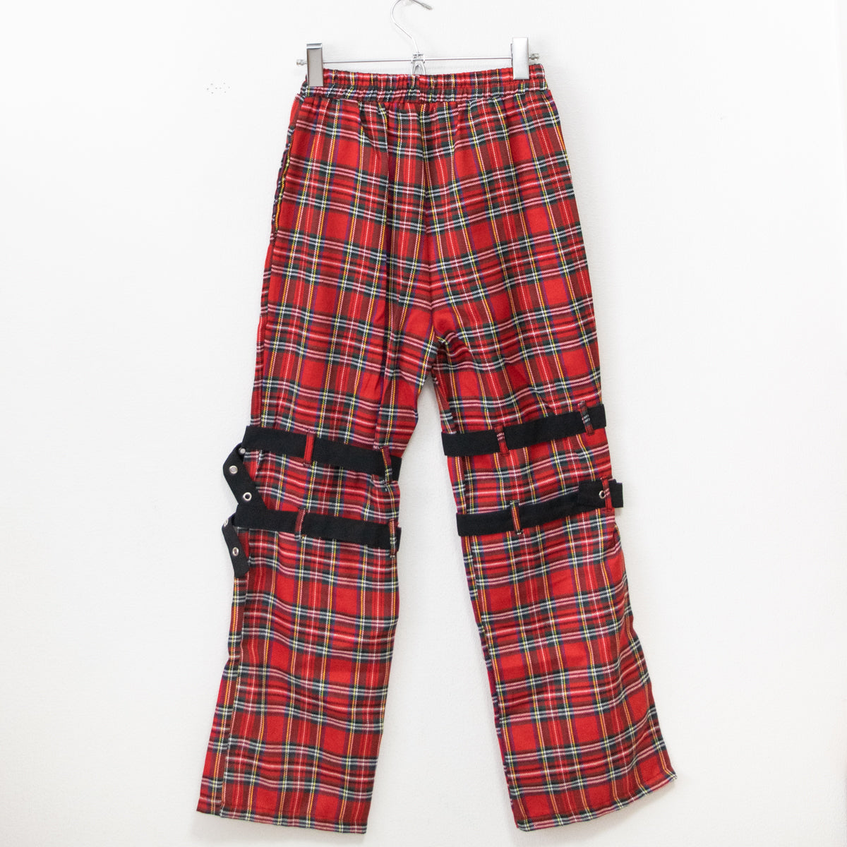 ACDC Rag Wing Heart Belt Long Pants Red Tartan Check - YOUAREMYPOISON