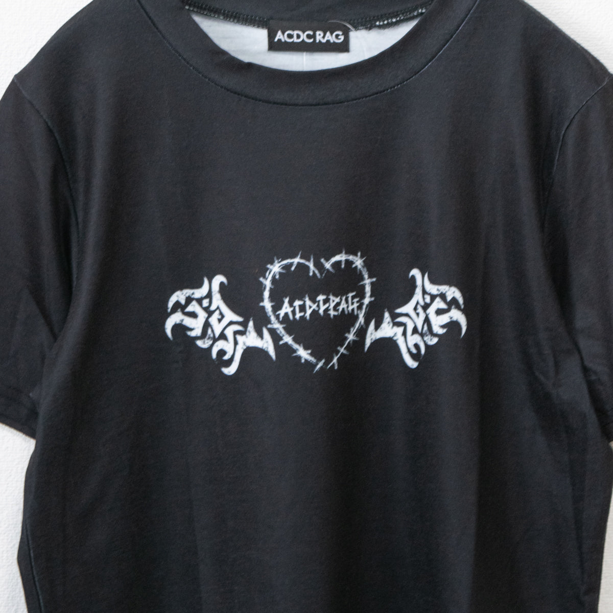 ACDC Rag Wing Heart Chibi T Short Sleeve T-shirt Black - YOUAREMYPOISON