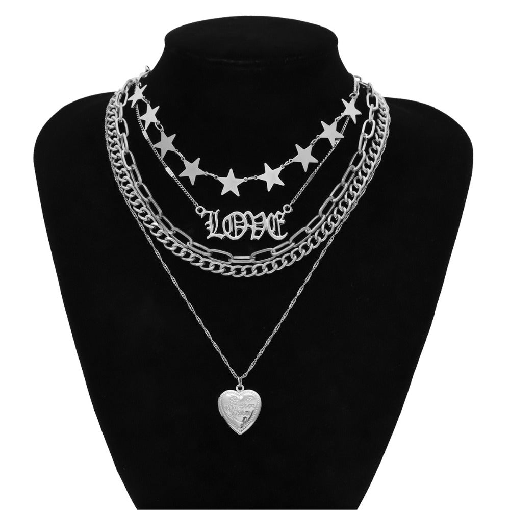 Locket Heart 5 Chain Necklace (2 color) - YOUAREMYPOISON