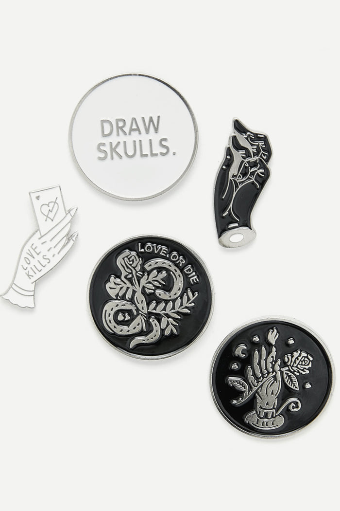 Hand & Round Design Pin Badge Set - YOUAREMYPOISON