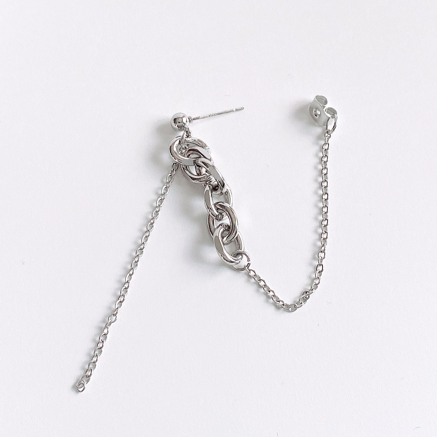 Chain Simple Earring Silver - YOUAREMYPOISON