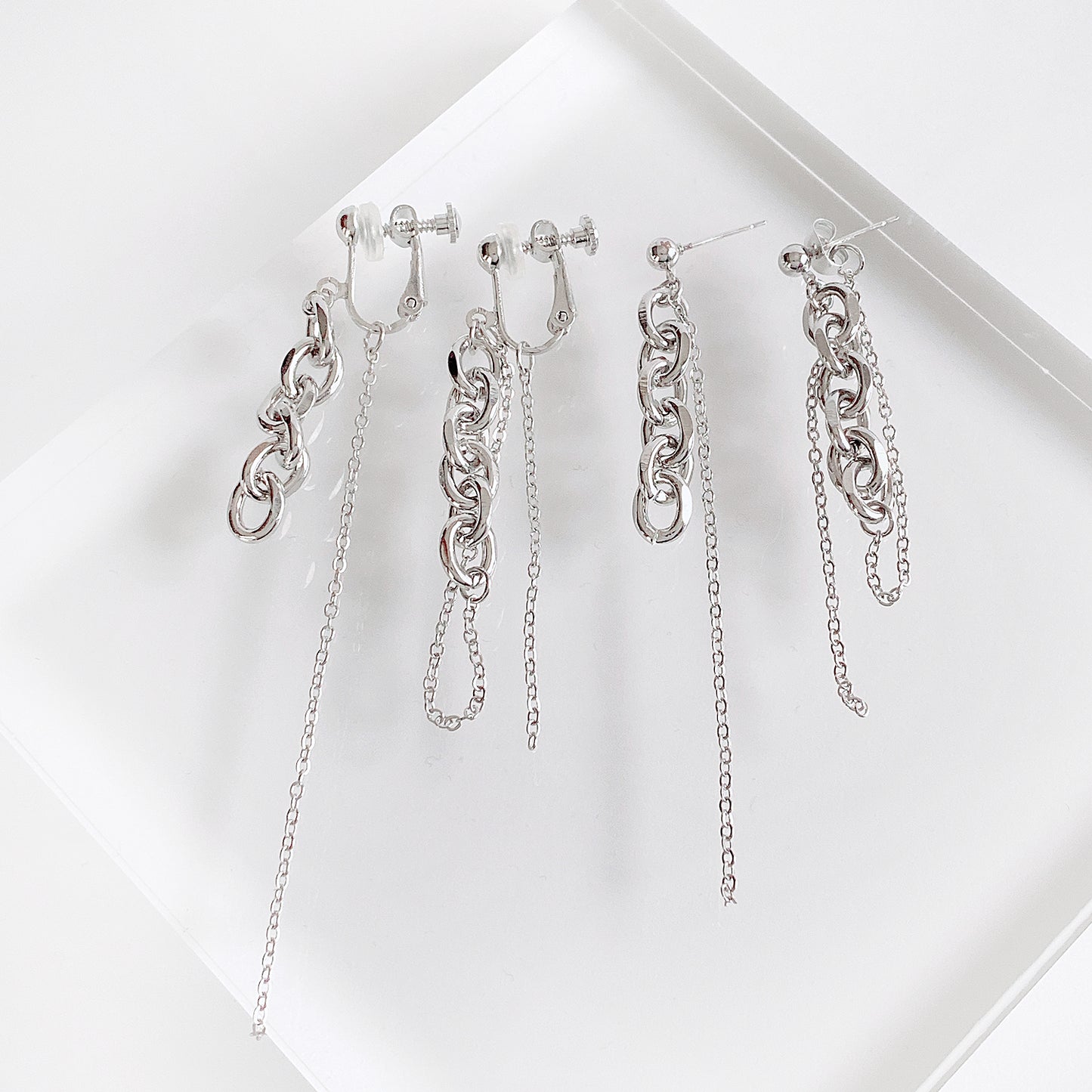 Chain Simple Earring Silver - YOUAREMYPOISON
