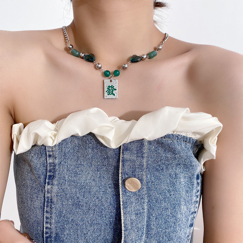Mahjong Heart Chain Necklace - YOUAREMYPOISON