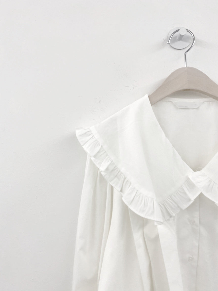 BIG Collar Frill Blouse (2 color) - YOUAREMYPOISON