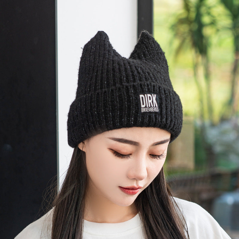 Cat ear knit Beanie Black - YOUAREMYPOISON