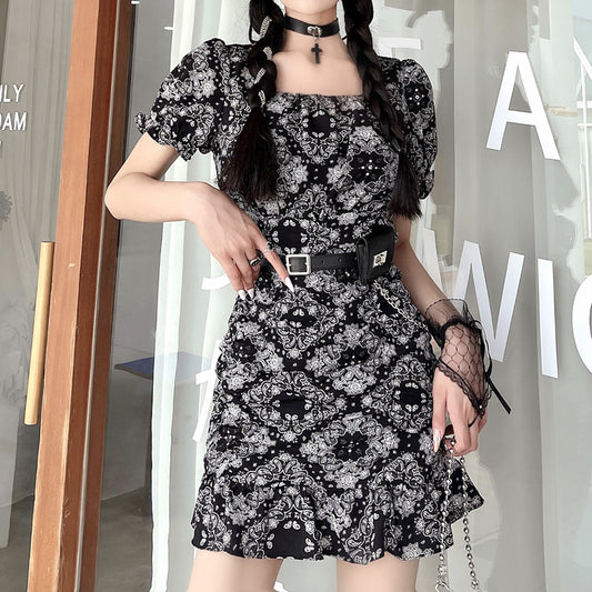 Paisley Mini Dress Black - YOUAREMYPOISON