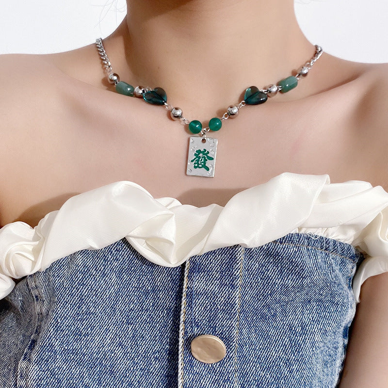Mahjong Heart Chain Necklace - YOUAREMYPOISON