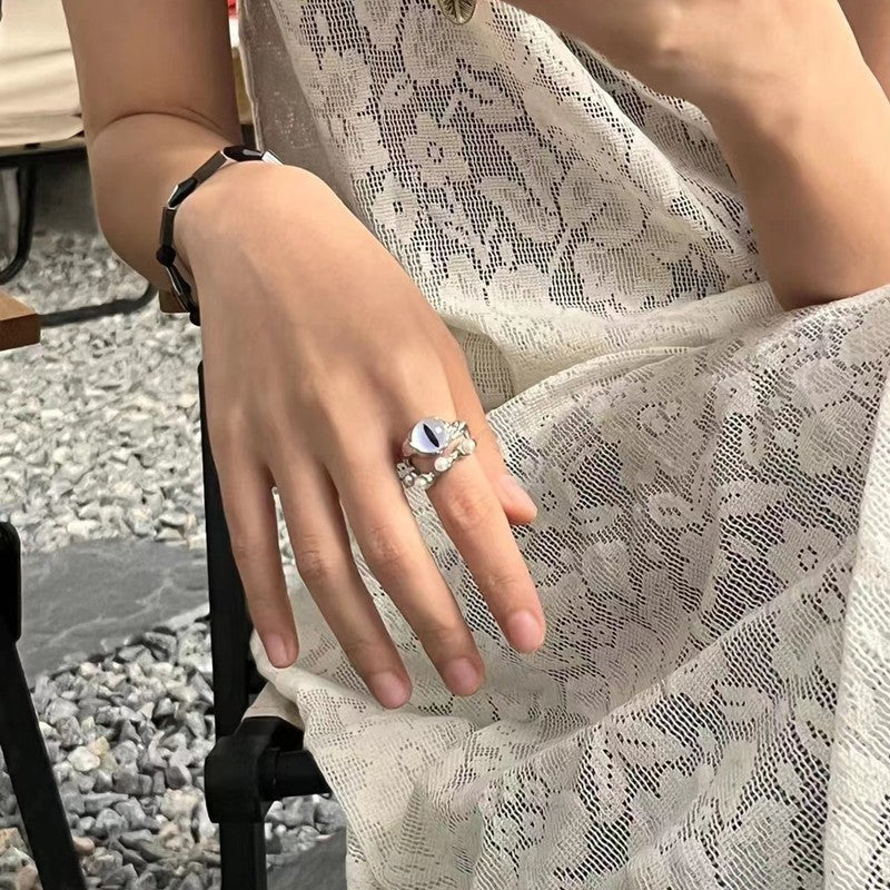 EYE Pearl Ring Silver