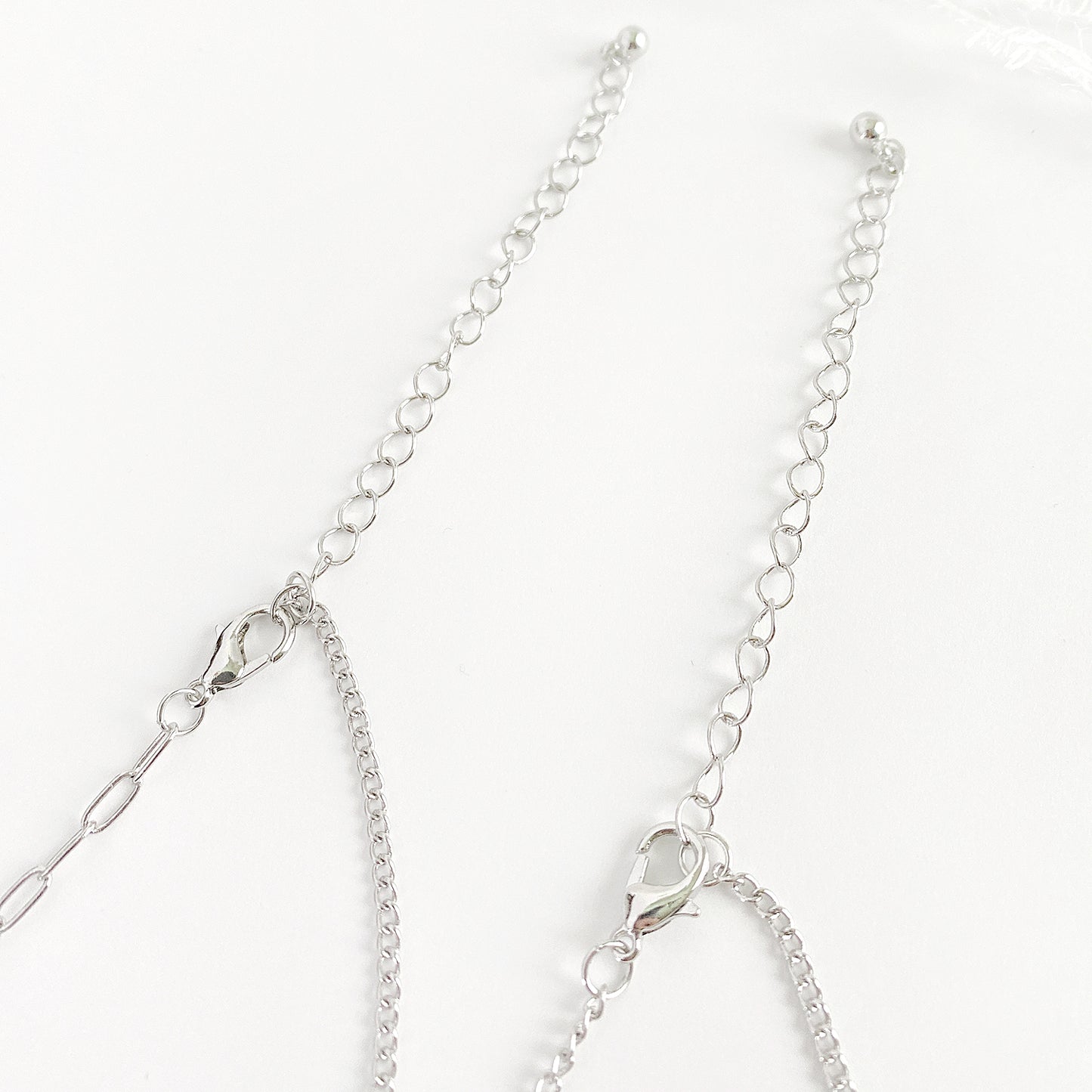 8bit Heart Double Chain Necklace Silver