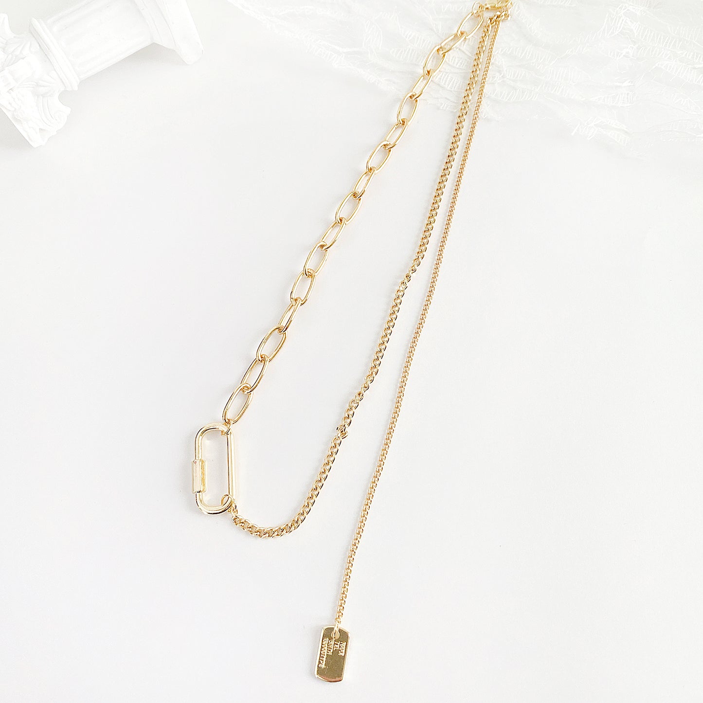 Mini Dog Tag Asymmetry Chain Necklace - YOUAREMYPOISON
