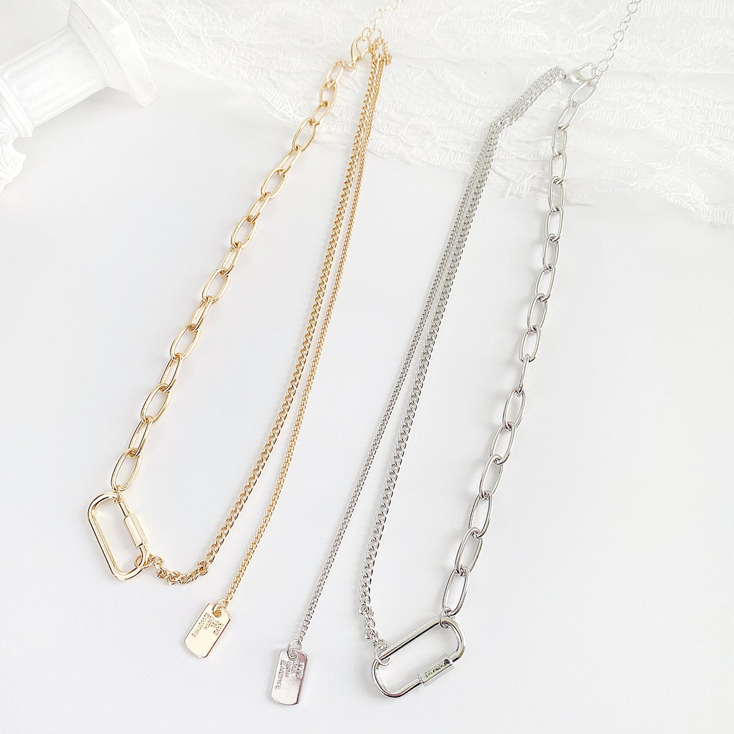 Mini Dog Tag Asymmetry Chain Necklace - YOUAREMYPOISON
