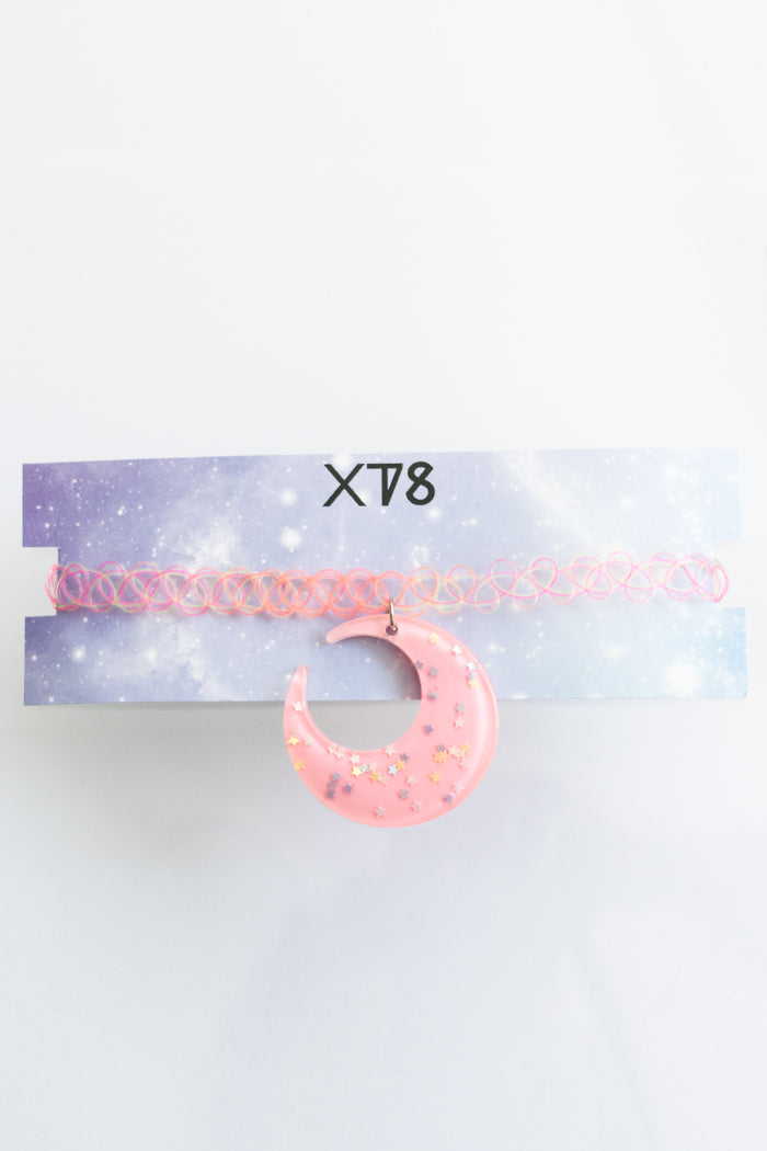 XTS Glitter Moon Tattoo Choker (2 Colors) - YOUAREMYPOISON