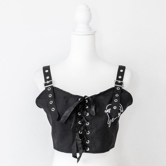ACDC RAG Drip Heart Lace-up Bustier Black - YOUAREMYPOISON