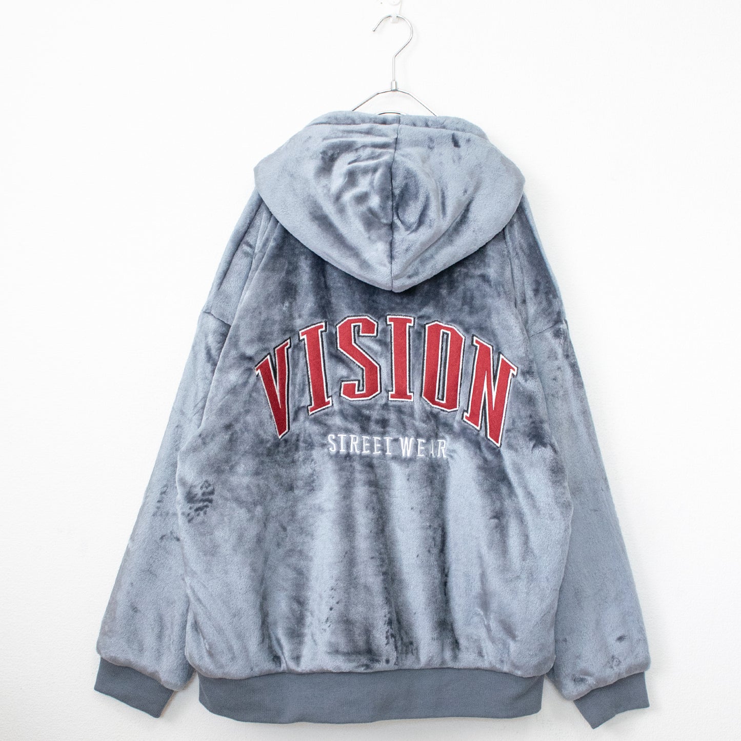 VISION STREET WEAR Patch Faux Fur Blouson Jacket - YOUAREMYPOISON
