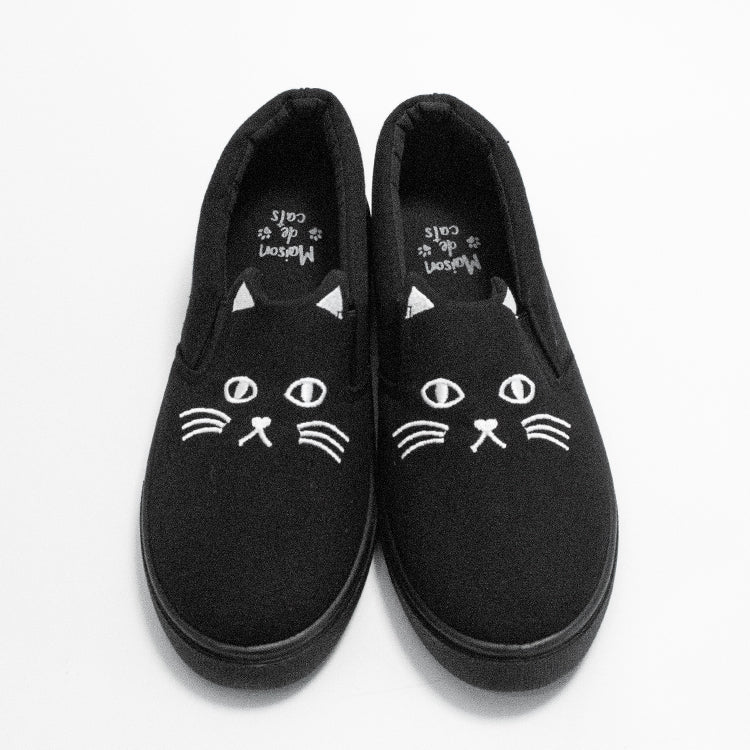 Cat Face Slip-On Shoes Black - YOUAREMYPOISON