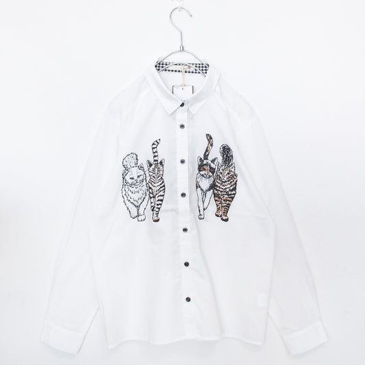 Cat Print L/S Shirt - YOUAREMYPOISON