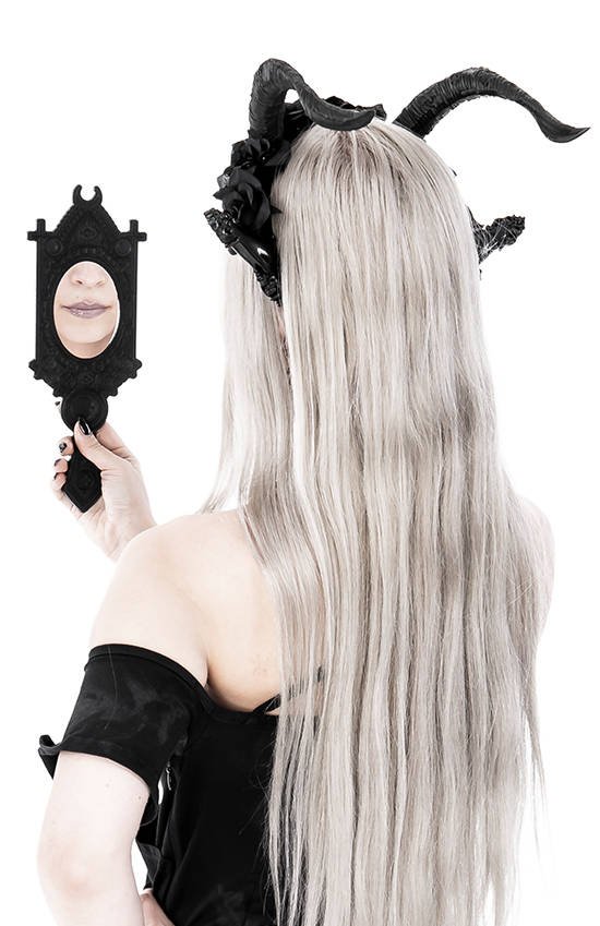 Restyle Fortune Teller Mirror with Crescent and zodiac signs Black - YOUAREMYPOISON