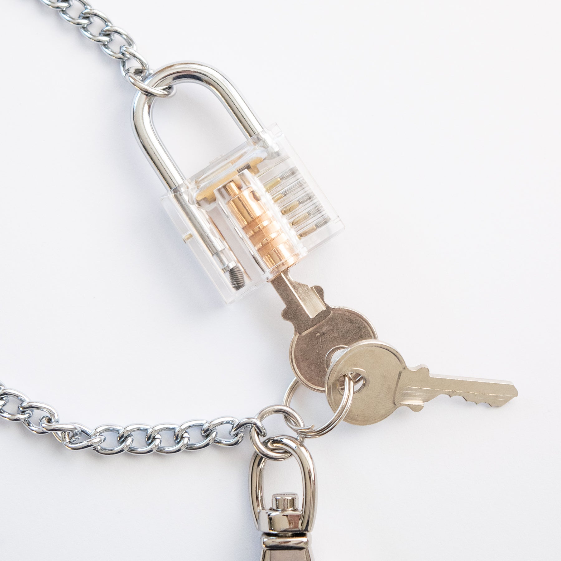 Stainless Chain Snap Hook Clear Padlock Necklace - YOUAREMYPOISON