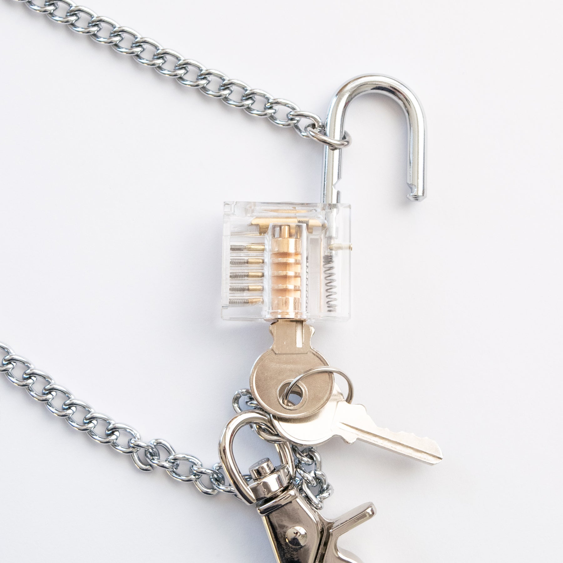 Stainless Chain Snap Hook Clear Padlock Necklace - YOUAREMYPOISON