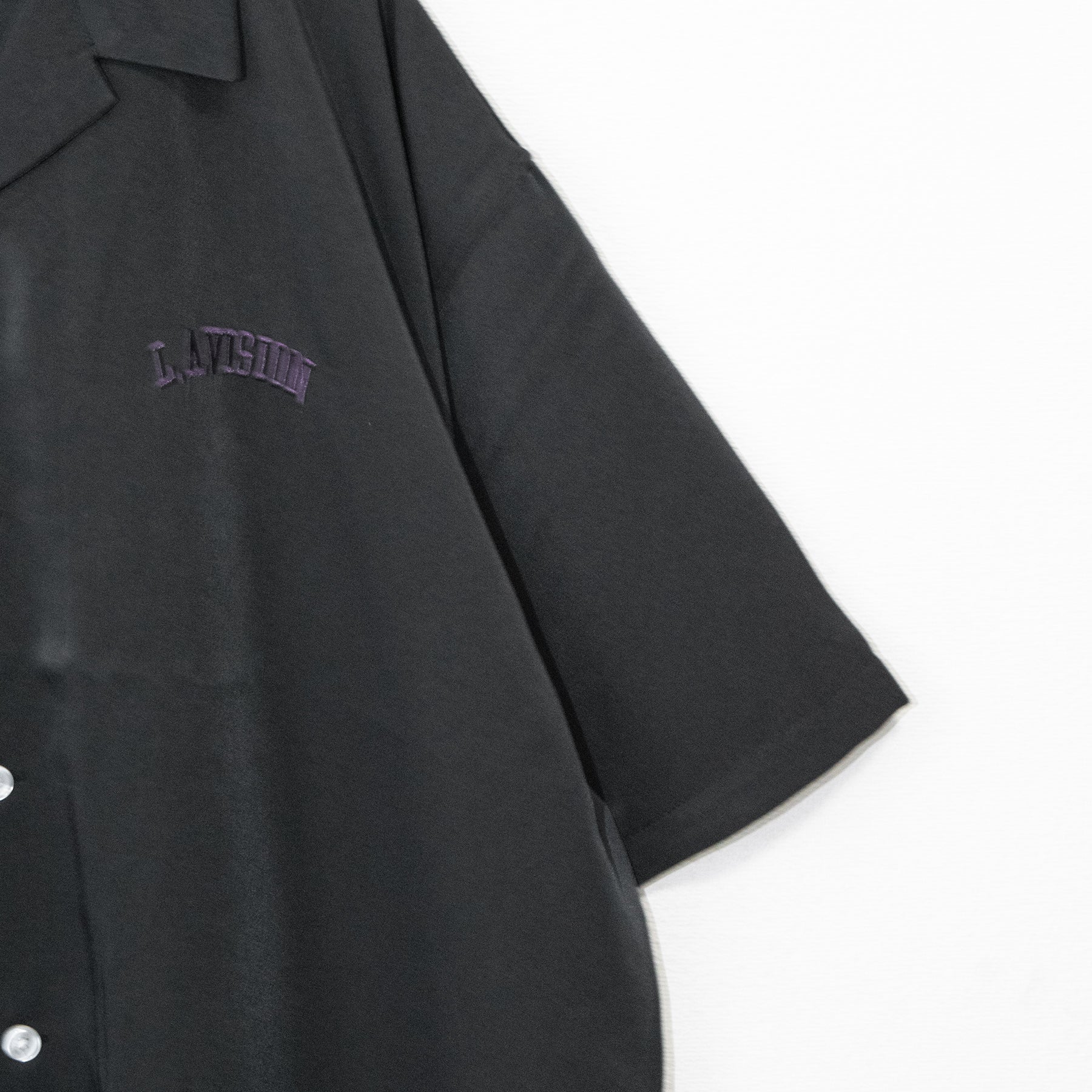 VISION STREET WEAR Satin Patch Open Collar S/S Shirt Black - YOUAREMYPOISON